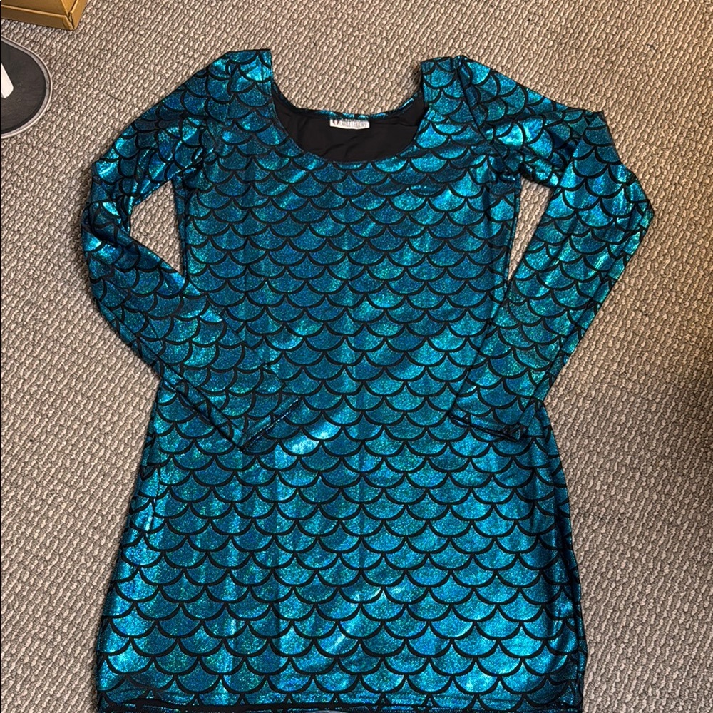 Shimmering Blue Scale Pattern Dress
